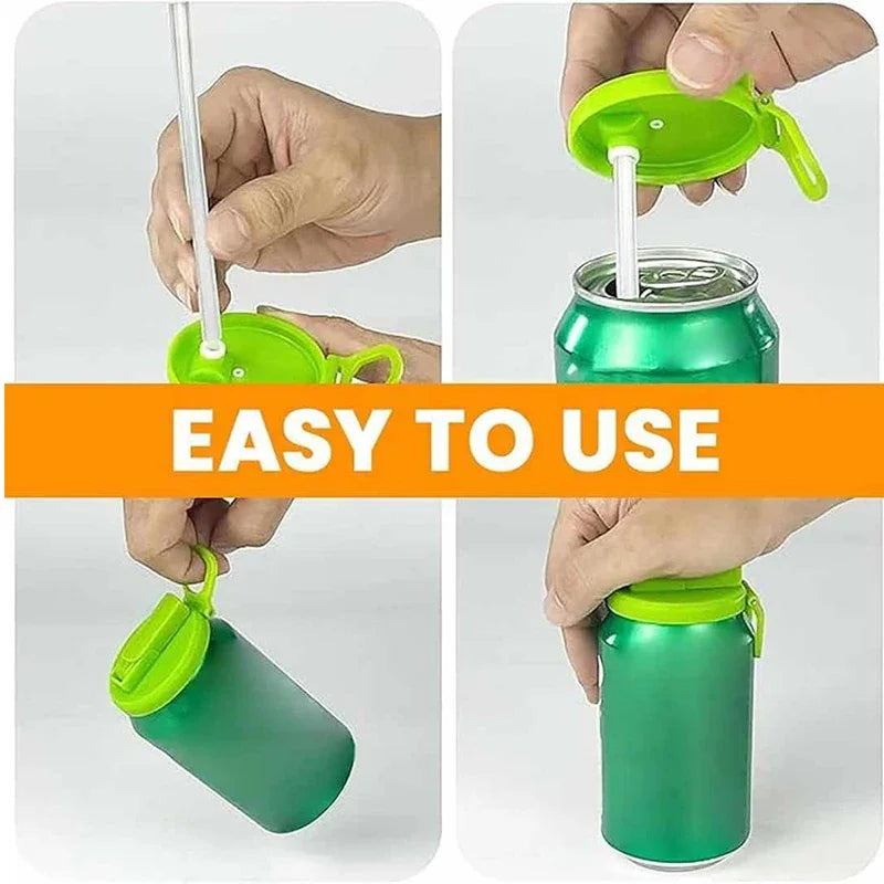 Reusable Silicon Can Lids With Straw