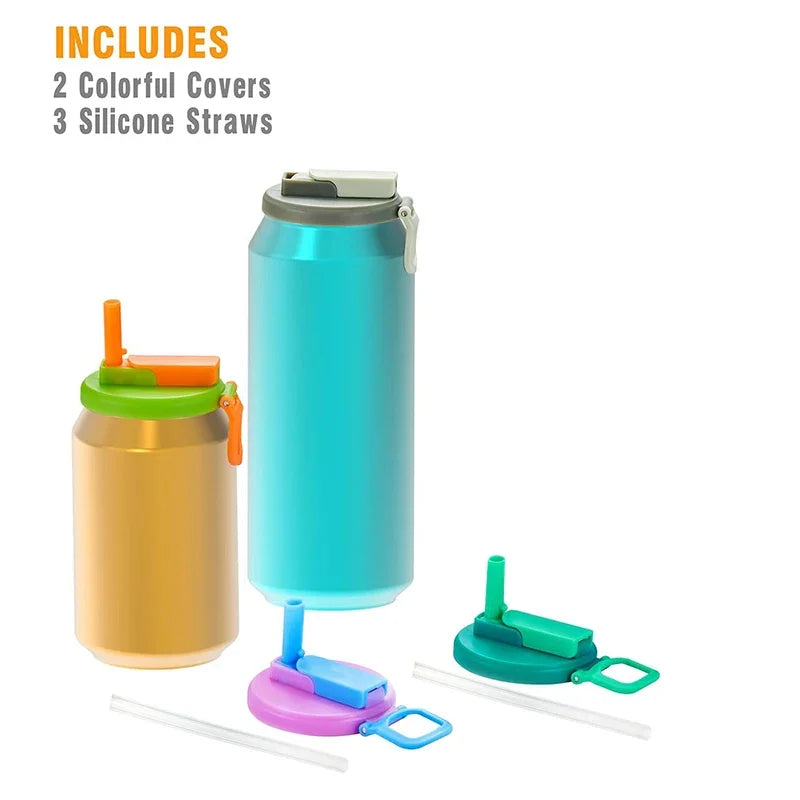 Reusable Silicon Can Lids With Straw
